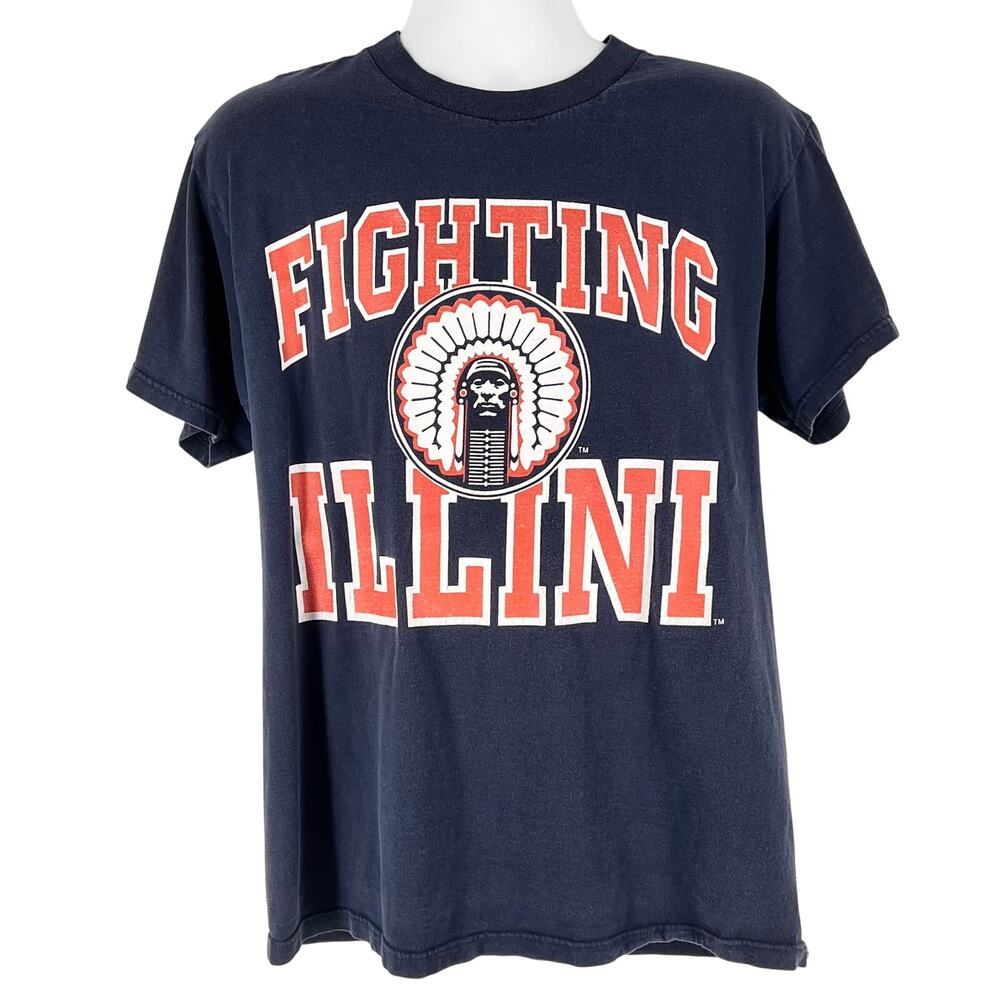 Vintage Illinois Fighting Illini Tshirt Logo 7 90s 1990s Large